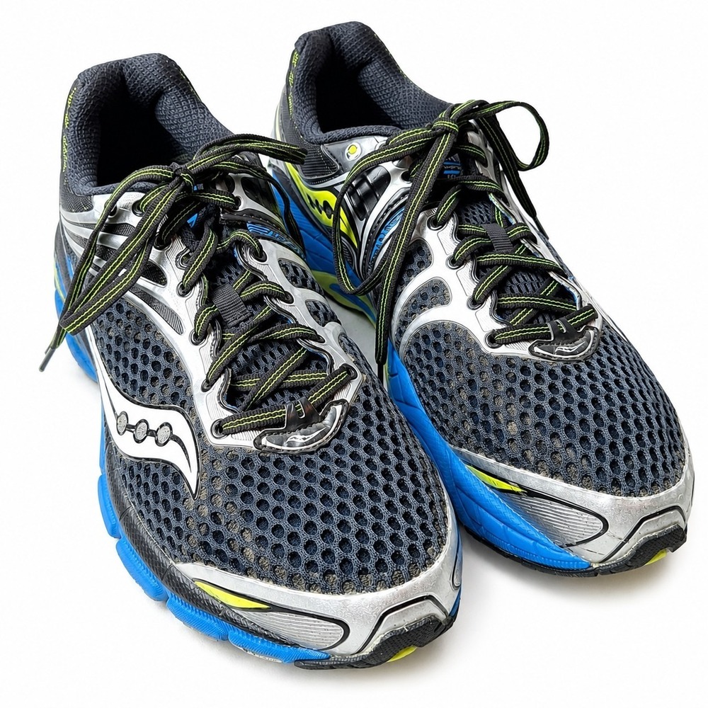 SAUCONY PowerGrid Triumph 11 Sneaker Mens Sz 12 Black Blue Running Gym Athletic